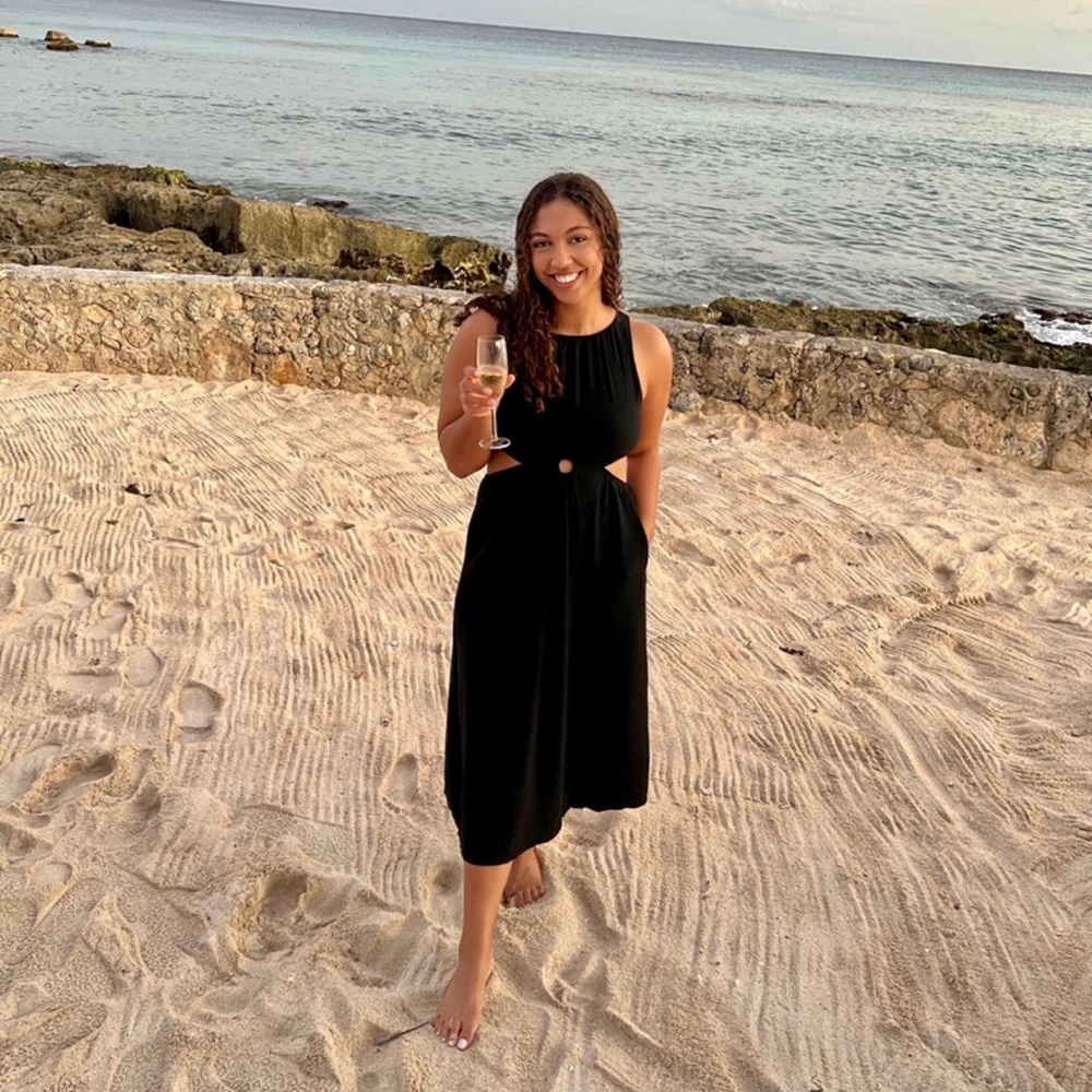 Petal & Pup Black Midi Dress with Cutout